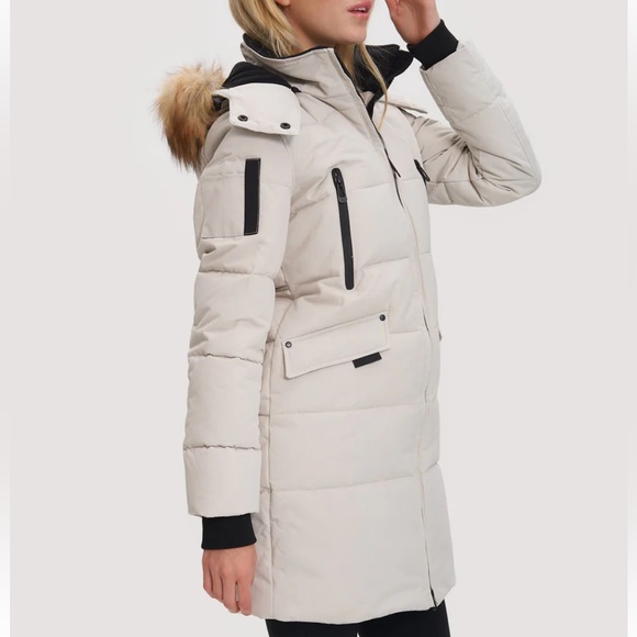 Noize “Addie” Puffer Coat in Snow, off white, faux fur hood winter coat, size M - Picture 3 of 16